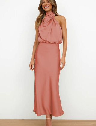 Women's Evening Dress | Halter Neckline Maxi Sleeveless