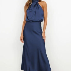 Women's Evening Dress | Halter Neckline Maxi Sleeveless