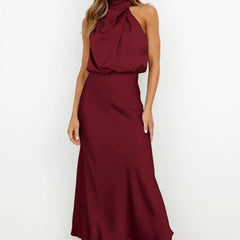 Women's Evening Dress | Halter Neckline Maxi Sleeveless