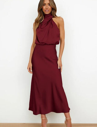 Women's Evening Dress | Halter Neckline Maxi Sleeveless