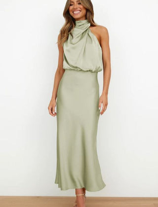 Women's Evening Dress | Halter Neckline Maxi Sleeveless