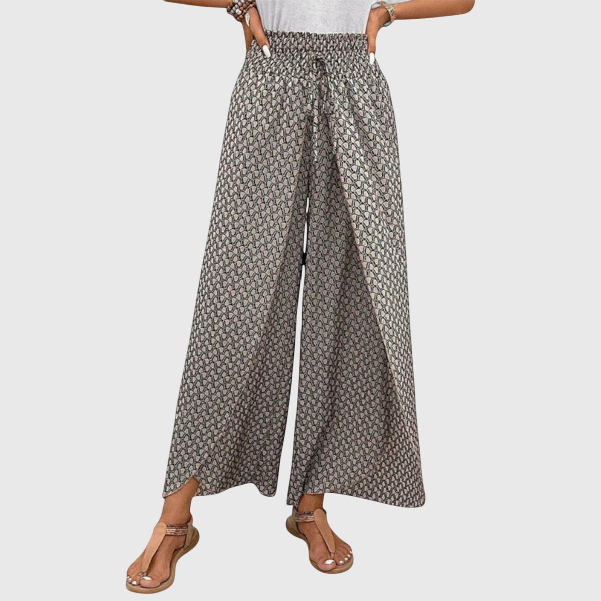 Women's Palazzo Pants | High Waist Wide Leg Drawstring Print