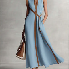 Women's Midi Dress | V-Neck Sleeveless Wrap Tie Midi