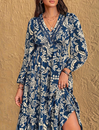 Women's Lace Dress | V-Neck Floral Long Sleeve