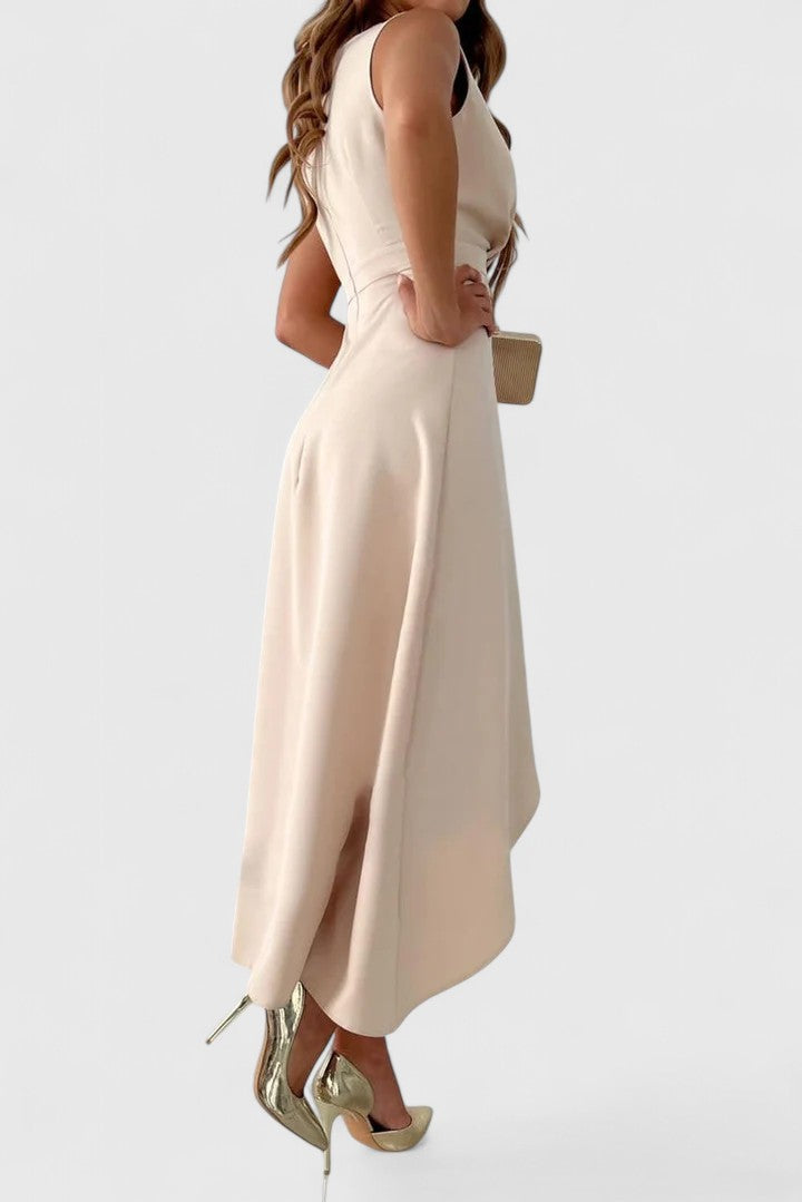 Women's Wedding Guest Cocktail Dress | Midi Wrap V-Neck Sleeveless