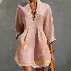 Women's Mini Dress | V-Neck Sleeveless Crochet Lace A-Line