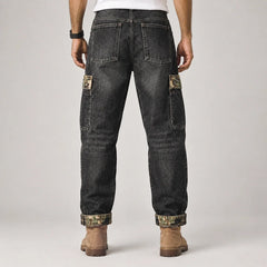 Breckon Cotton Cargo Jeans — Black (apparel back)