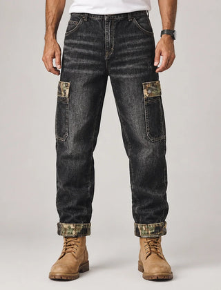 Breckon Cotton Cargo Jeans — Black (apparel front)