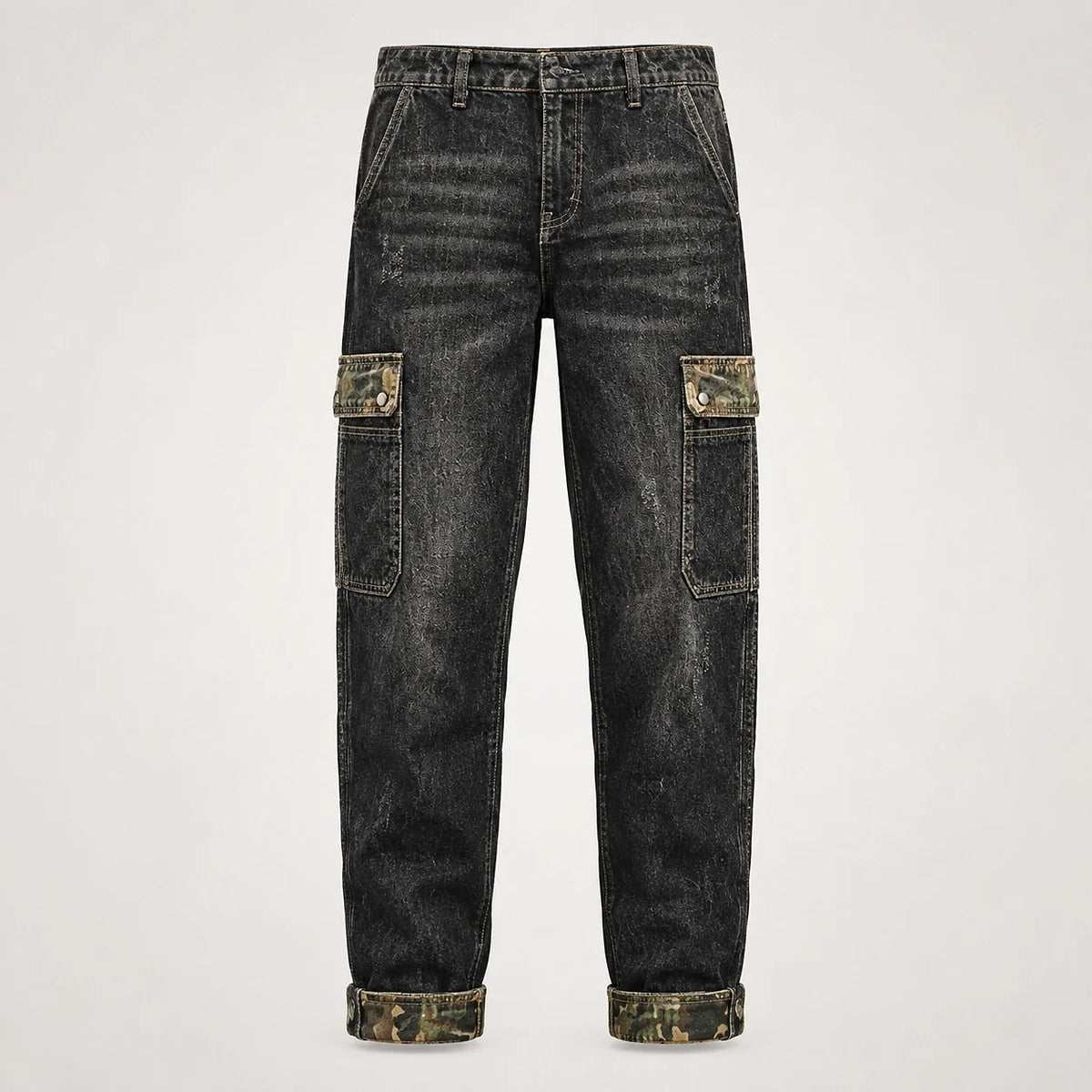 Breckon Cotton Cargo Jeans — Black (apparel solo)