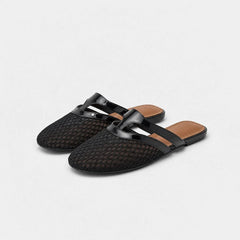 Quilana Mesh Mule Flats — Black (studio solo)
