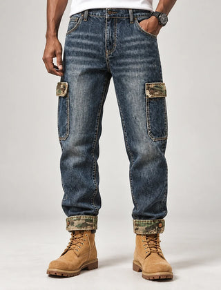 Breckon Cotton Cargo Jeans — Blue (apparel front)