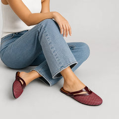 Quilana Mesh Mule Flats — Brown (studio with model)