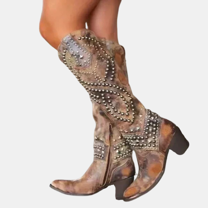 Alina | Block-Heel Pointed-Toe Knee-High Boots