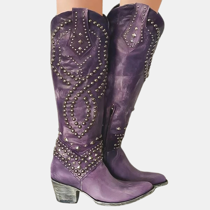 Alina | Block-Heel Pointed-Toe Knee-High Boots