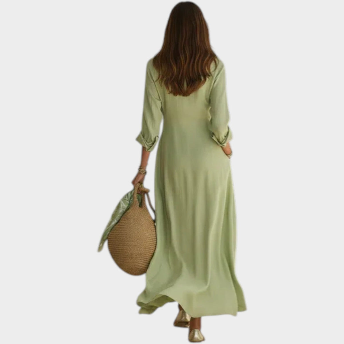 Women's Flowy Dress | Collared Shirt Maxi Button Front