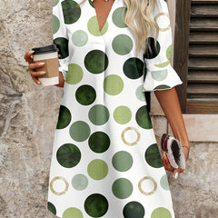 Women's Mini Dress | V-Neck Polka Dot Flared Sleeve
