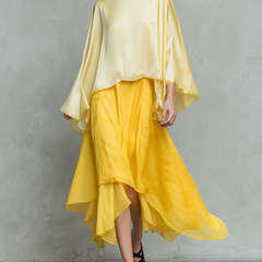 Women's Maxi Skirt | Long Sleeves Round Neckline Satin Chiffon