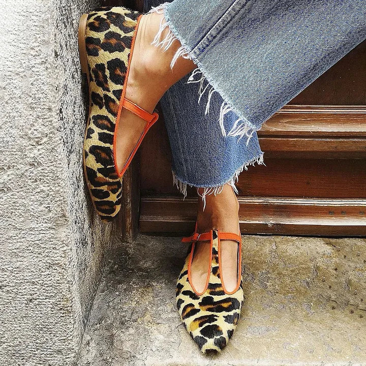 Women's Ballet Flats | T-Strap Pointed Toe Flat