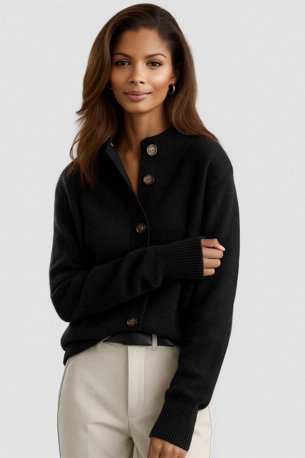 Women's Cardigan | Collar Button Front Knit Relaxed