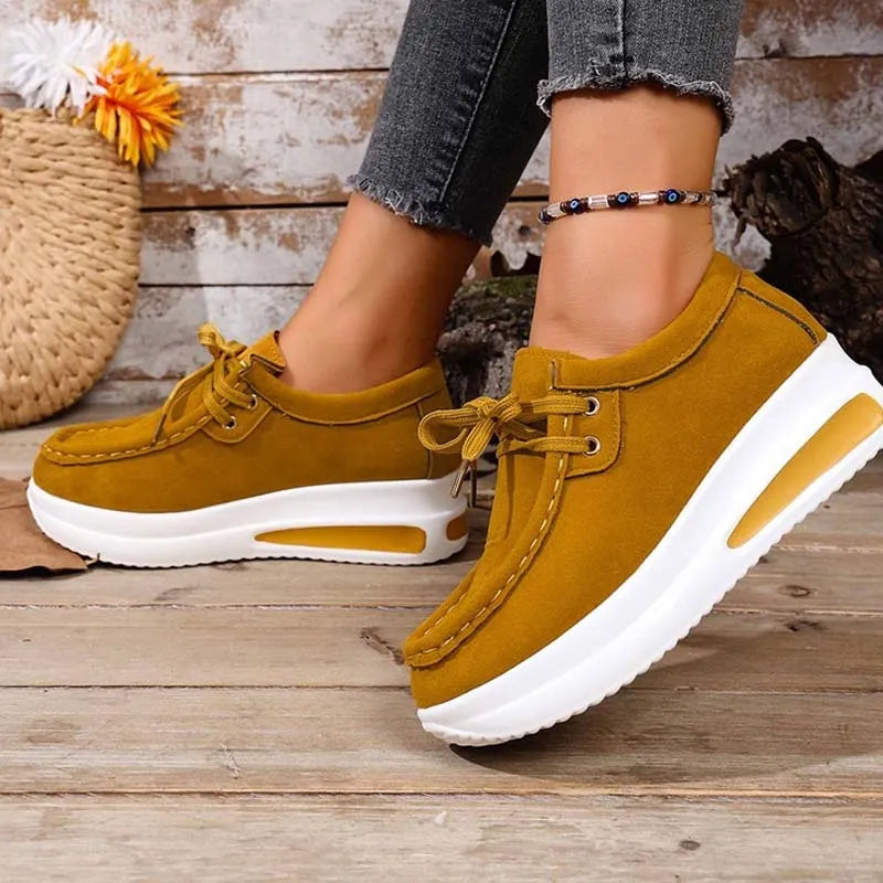 Women's Platform Sneakers | Lace Up Cushioned Suede