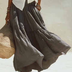 Women's Maxi Skirt | Flowing Linen Elastic Waist Ankle Length