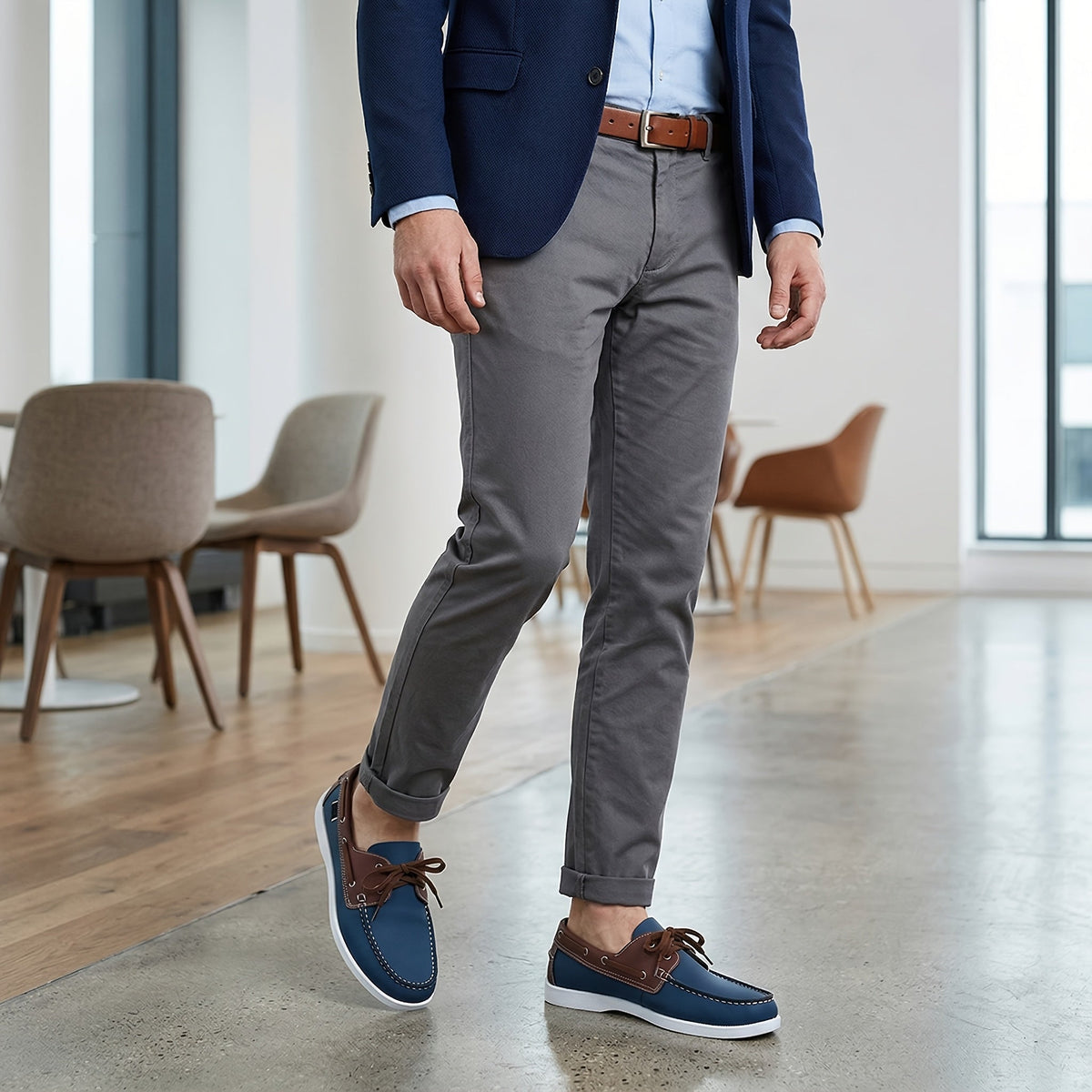 Men's Boat Shoe | Leather Lace Closure Rounded Toe