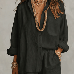 Women's White Linen Shorts | Oversized Button Front Relaxed Fit