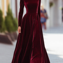 Women's Christmas Dress | Maxi Turtleneck Long Sleeve Velvet