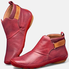 Women's Ankle Boots | Slip-On Leather Elastic Panel