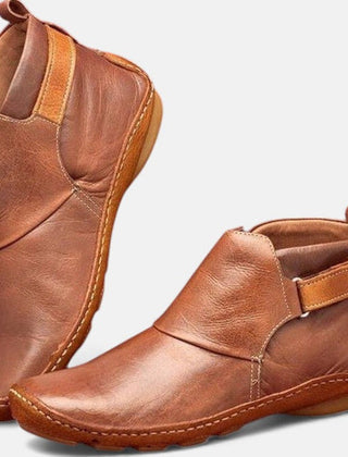 Women's Ankle Boots | Slip-On Leather Elastic Panel