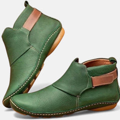 Women's Ankle Boots | Slip-On Leather Elastic Panel