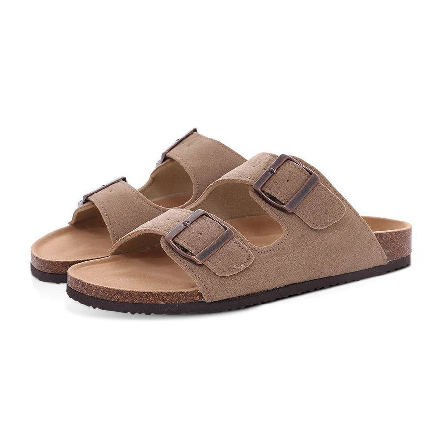 Women's Mules | Suede Adjustable Buckle Cork Sole