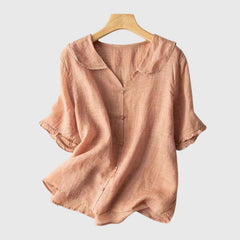 Women's Blouse | Peter Pan Collar Button Front Linen