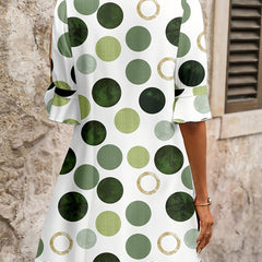 Women's Mini Dress | V-Neck Polka Dot Flared Sleeve
