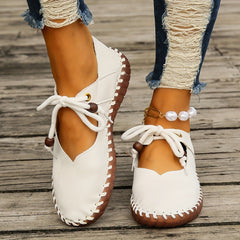 Women's Ballet Flats | Lace-Up Leather Casual