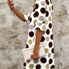 Women's Mini Dress | V-Neck Polka Dot Flared Sleeve