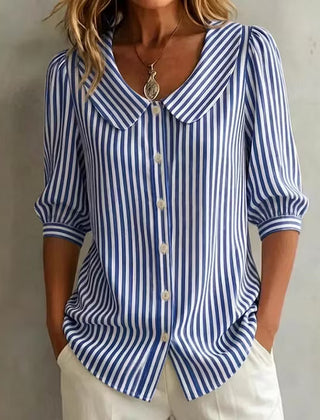 Women's Linen Shirt | Collared V-Neck Button-Front Relaxed