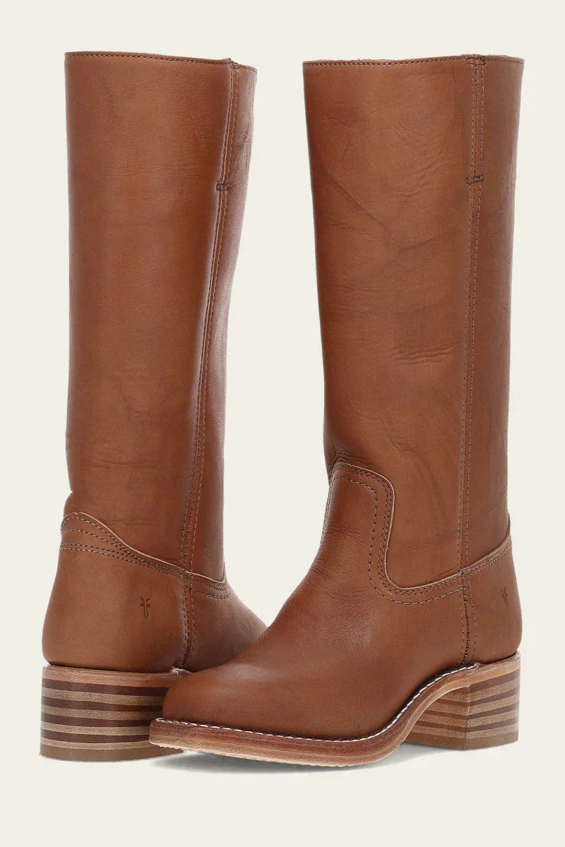 Women's Cowgirl Boots | Round Toe Stacked Heel Leather