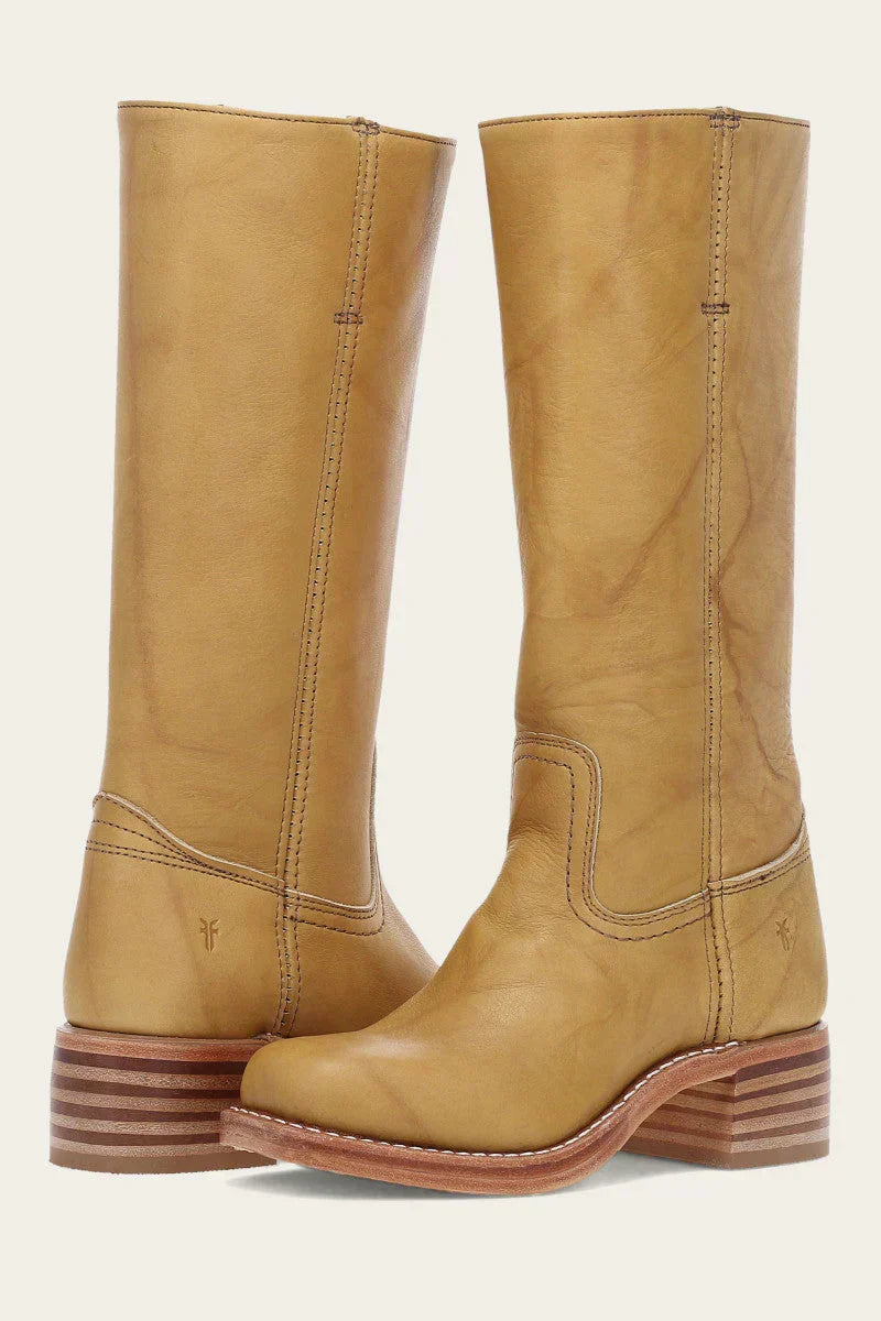 Women's Cowgirl Boots | Round Toe Stacked Heel Leather
