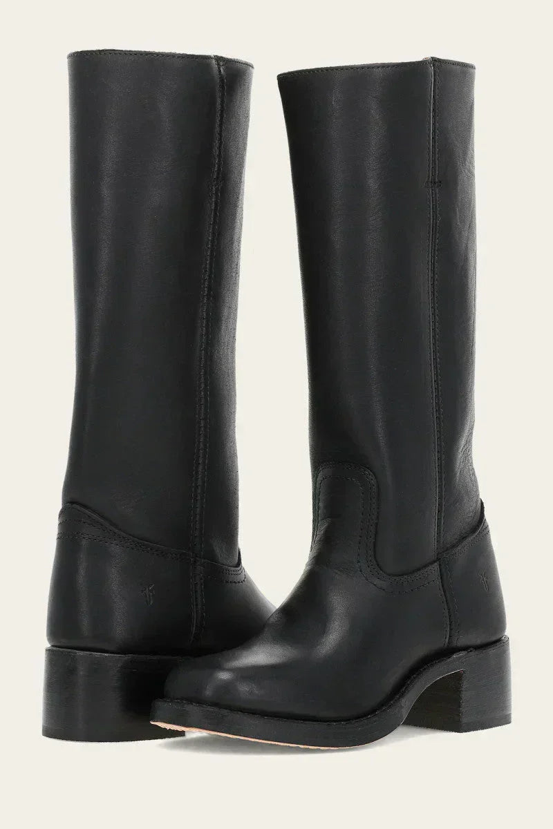 Women's Cowgirl Boots | Round Toe Stacked Heel Leather