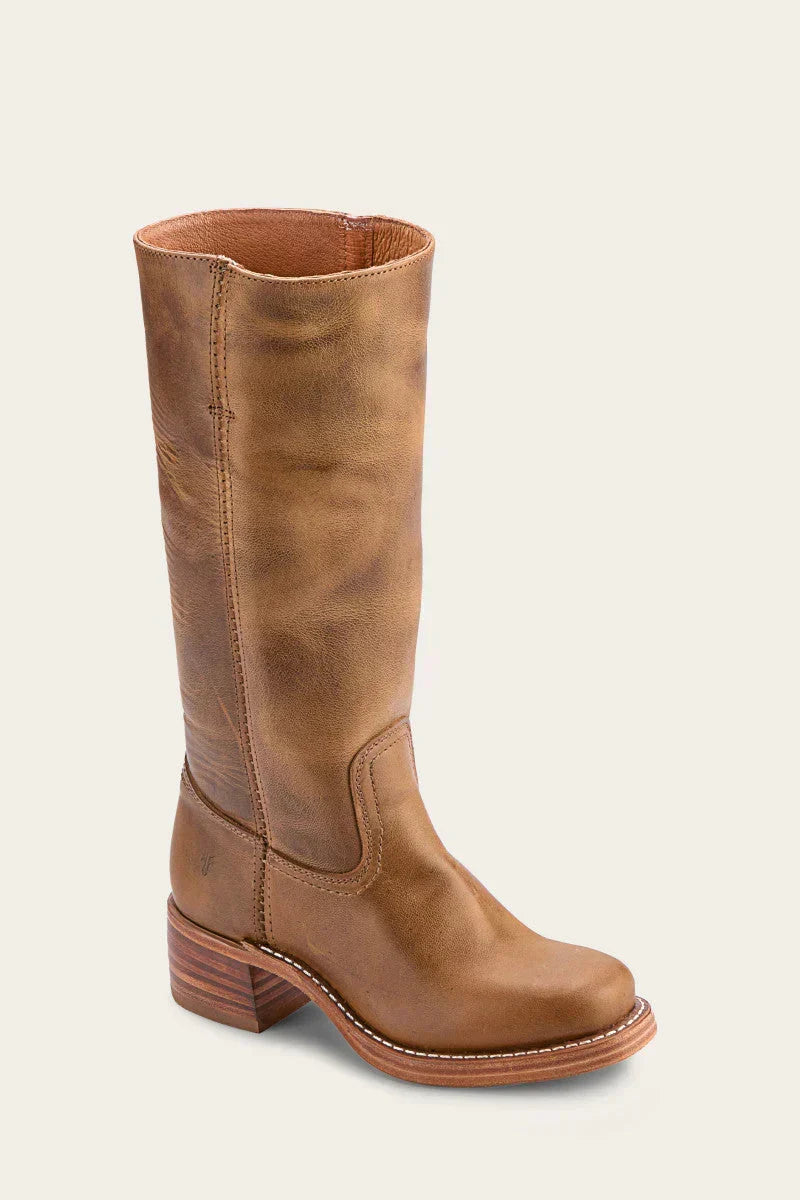 Women's Cowgirl Boots | Round Toe Stacked Heel Leather