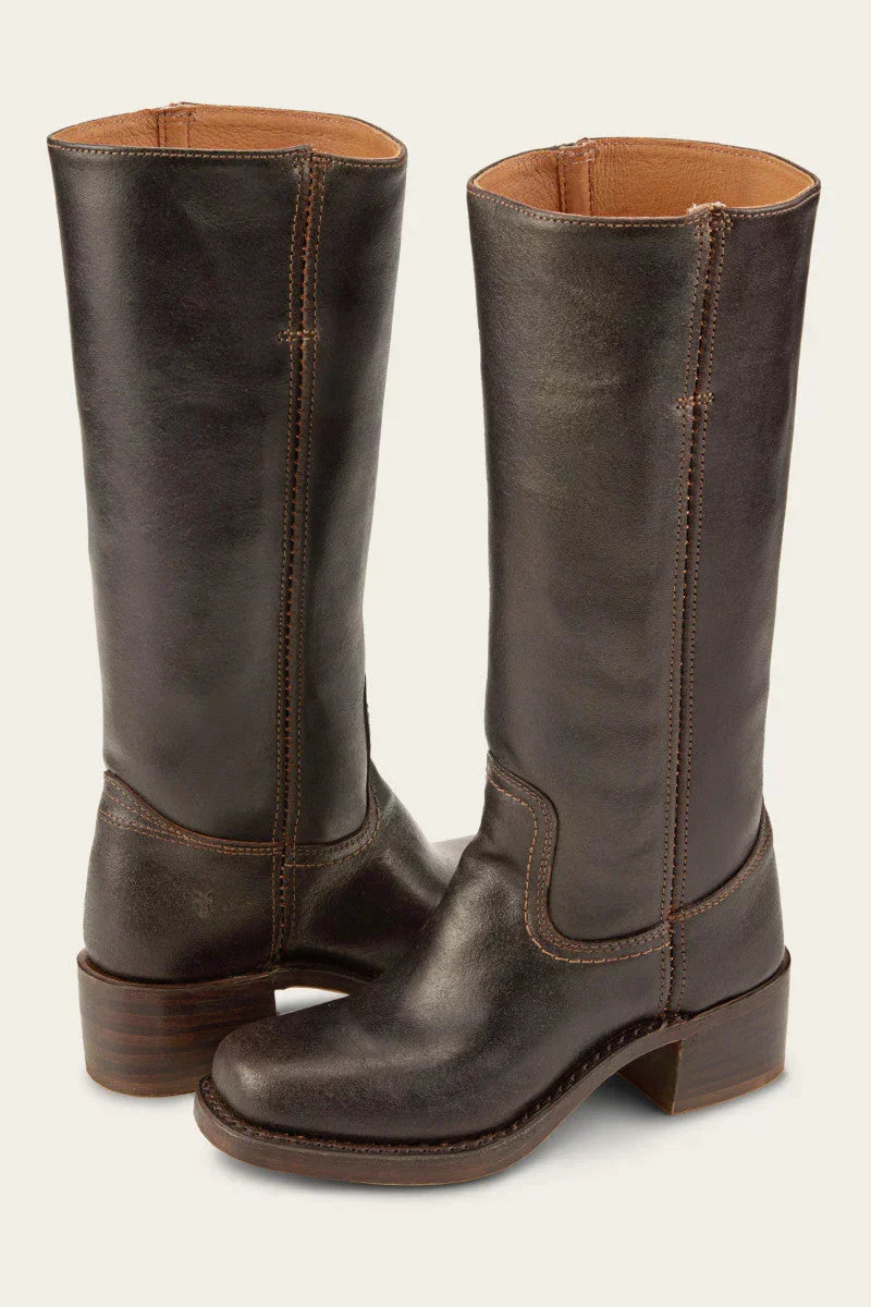Women's Cowgirl Boots | Round Toe Stacked Heel Leather