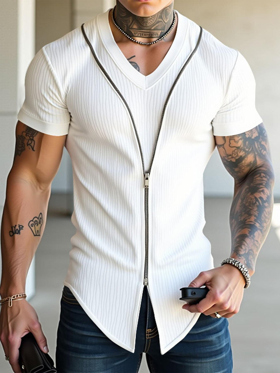 Men's Tank Top | Hooded V-Neck Sleeveless Zip Closure