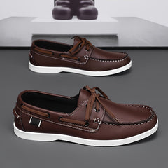 Men's Boat Shoe | Leather Lace Closure Rounded Toe