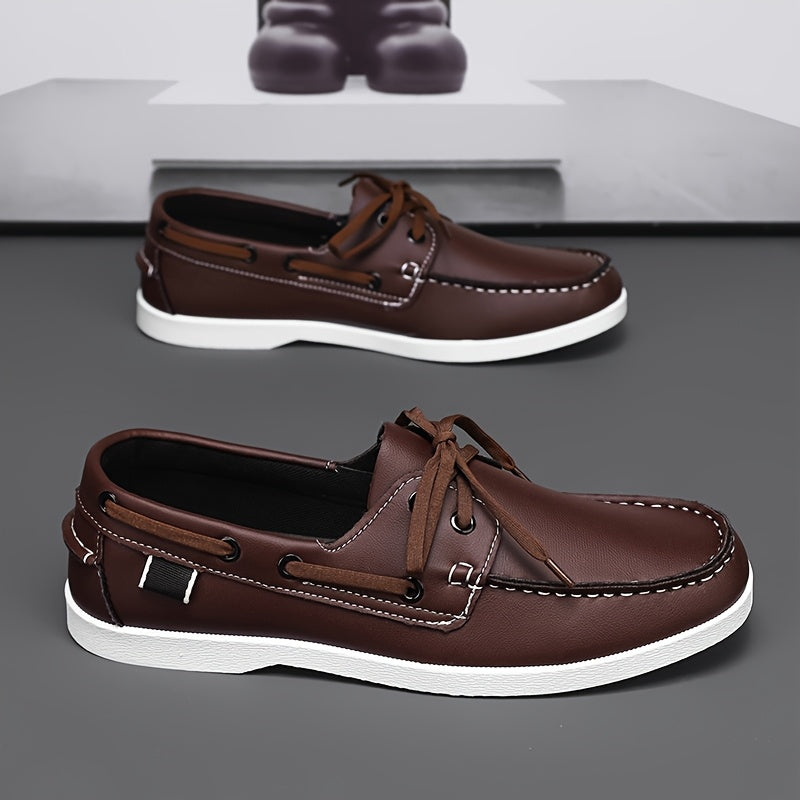 Men's Boat Shoe | Leather Lace Closure Rounded Toe