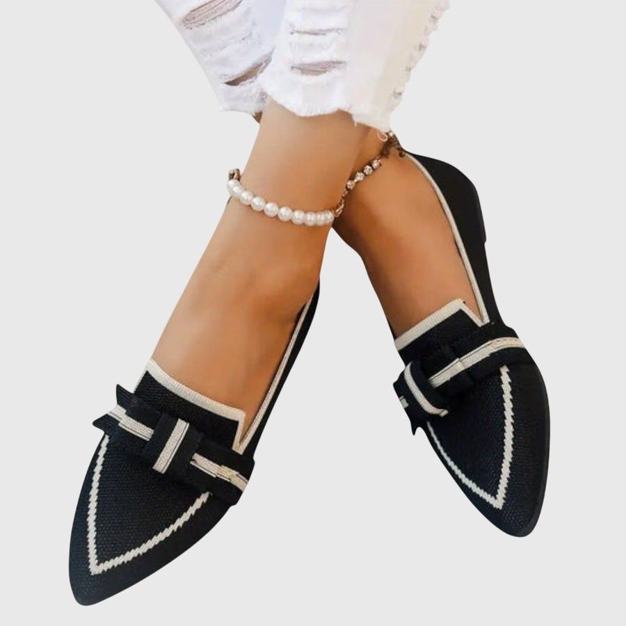Women's Shoe | Pointed Toe, Knot Detail, Flat Sole, Knit