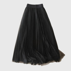 Women's Long Skirt | Maxi Length Pleated Tulle A-Line
