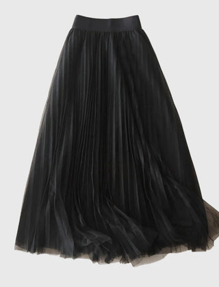 Women's Long Skirt | Maxi Length Pleated Tulle A-Line