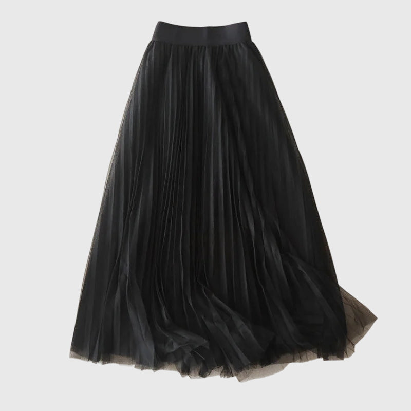 Women's Long Skirt | Maxi Length Pleated Tulle A-Line