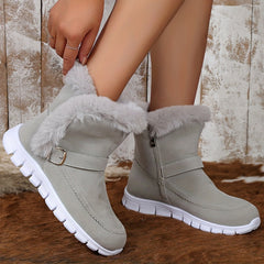 Women's Boots | Ankle Length Faux Fur Trim Buckle Closure